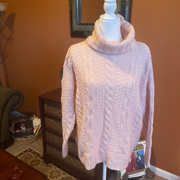 Forever 21 Pink Cowl Neck Cable Sweater - Picture 8 of 11